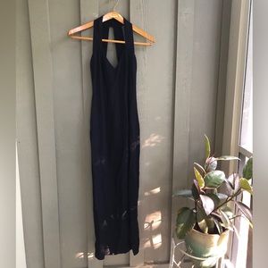 Vintage 90s | Gunne Sax Jessica McClintock Inc Women's Black Halterneck Bodycon